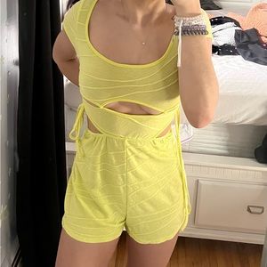pretty little thing lime green romper